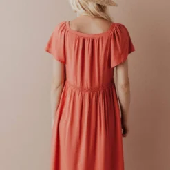 Vendor-unknown Brigitta Button Up Dress Marsala Dresses