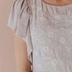 Vendor-unknown Dixie Embroidered Mini Dress Light Grey