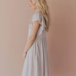 Vendor-unknown Dixie Embroidered Mini Dress Light Grey