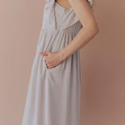 Vendor-unknown Dixie Embroidered Mini Dress Light Grey