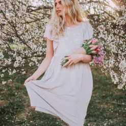 Vendor-unknown Dixie Embroidered Mini Dress Light Grey