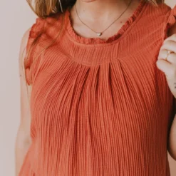 Etta Ruffle Sleeve Maxi Dress Brick Dresses