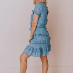 Kai Tiered Ruffle Dress Blue