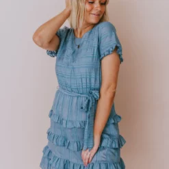 Kai Tiered Ruffle Dress Blue