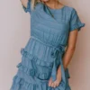 Kai Tiered Ruffle Dress Blue