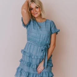 Kai Tiered Ruffle Dress Blue