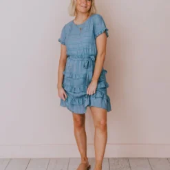 Kai Tiered Ruffle Dress Blue