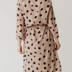 Kennz Leopard Print Dress Taupe Dresses