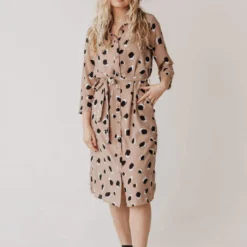 Kennz Leopard Print Dress Taupe Dresses