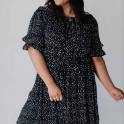 Leona Polka Dot Dress Black