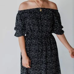 Leona Polka Dot Dress Black