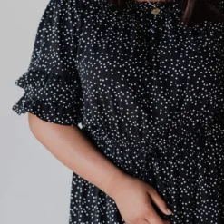 Leona Polka Dot Dress Black