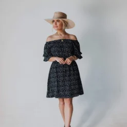 Leona Polka Dot Dress Black