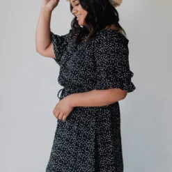 Leona Polka Dot Dress Black