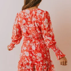 Vendor-unknown Lilah Floral Mini Dress Red/Ivory