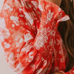 Vendor-unknown Lilah Floral Mini Dress Red/Ivory