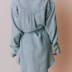 Vendor-unknown Lola Button Front Dress Grey Long Sleeved