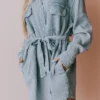 Vendor-unknown Lola Button Front Dress Grey Long Sleeved