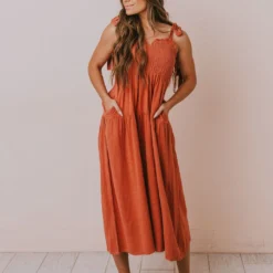 Vendor-unknown Magnolia Midi Dress Brick Dresses