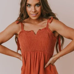 Vendor-unknown Magnolia Midi Dress Brick Dresses