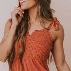 Vendor-unknown Magnolia Midi Dress Brick Dresses