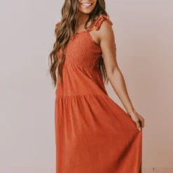 Vendor-unknown Magnolia Midi Dress Brick Dresses