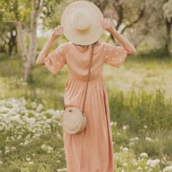 Vendor-unknown Marina Embroidered Maxi Dress Apricot