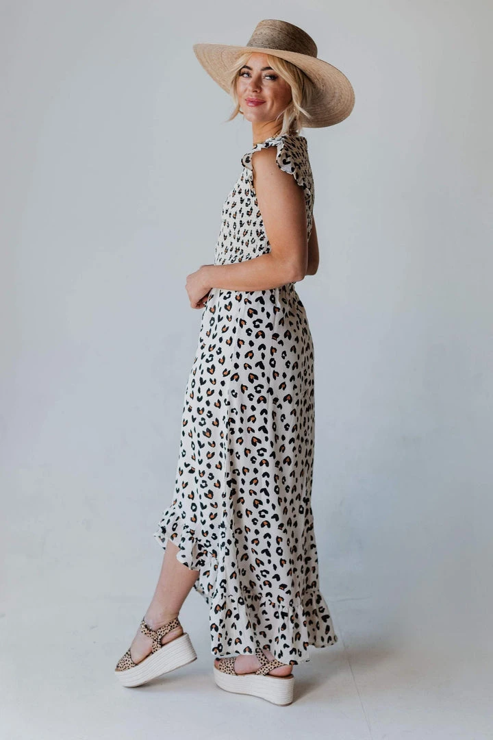 Nyah Smocked Leopard Dress Dresses 8 Nyah Smocked Leopard Dress Dresses