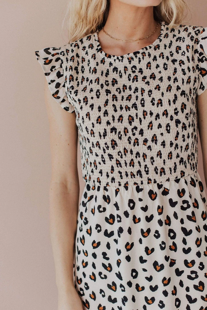 Nyah Smocked Leopard Dress Dresses 5 Nyah Smocked Leopard Dress Dresses