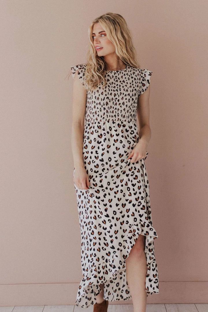 Nyah Smocked Leopard Dress Dresses 10 Nyah Smocked Leopard Dress Dresses