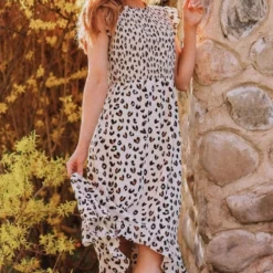 Nyah Smocked Leopard Dress Dresses