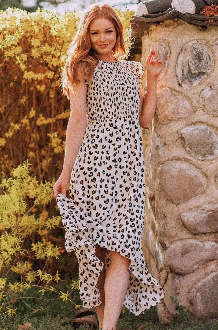 Nyah Smocked Leopard Dress Dresses 3 Nyah Smocked Leopard Dress Dresses