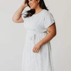 Plus Size PLUS Adelina Drop Shoulder Midi Dress White