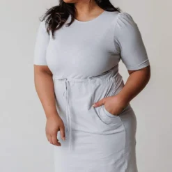 PLUS Adora Polka Dot Knit Dress Grey