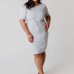 PLUS Adora Polka Dot Knit Dress Grey