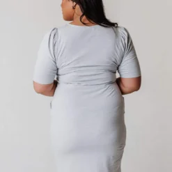 PLUS Adora Polka Dot Knit Dress Grey