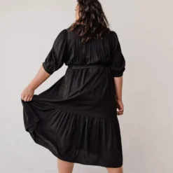 Plus Size EXCLUSIVE! Ivy Square Neck Ruffle Dress Black