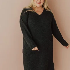 Vendor-unknown Plus Size Mischa Pocket Sweater Dress Black Blend