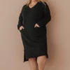 Vendor-unknown Plus Size Mischa Pocket Sweater Dress Black Blend 1 Vendor-unknown Plus Size Mischa Pocket Sweater Dress Black Blend