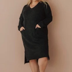 Vendor-unknown Plus Size Mischa Pocket Sweater Dress Black Blend
