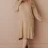 Vendor-unknown Plus Size Mischa Pocket Sweater Dress Camel