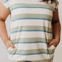 Vendor-unknown Plus Size Tammy Striped Muscle Tee Dress Sage