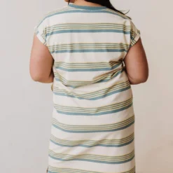 Vendor-unknown Plus Size Tammy Striped Muscle Tee Dress Sage
