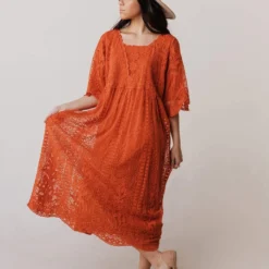 Vendor-unknown Dresses Reyna Sheer Embroidered Dress Ginger