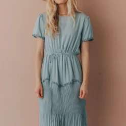 Vendor-unknown Dresses Sylvie Tiered Midi Dress Bahama Blue