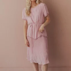 Vendor-unknown Dresses Sylvie Tiered Midi Dress Light Pink