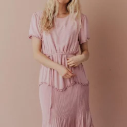 Vendor-unknown Dresses Sylvie Tiered Midi Dress Light Pink