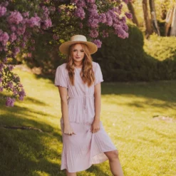 Vendor-unknown Dresses Sylvie Tiered Midi Dress Light Pink