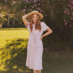 Vendor-unknown Dresses Sylvie Tiered Midi Dress Light Pink