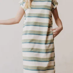Vendor-unknown Tammy Striped Muscle Tee Dress Sage